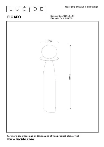 Lucide FIGARO - Lámpara de mesa - Ø 12 cm - 1xG9 - Gris - técnico